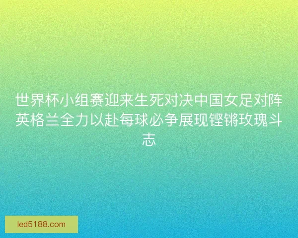 世界杯小组赛迎来生死对决中国女足对阵英格兰全力以赴每球必争展现铿锵玫瑰斗志